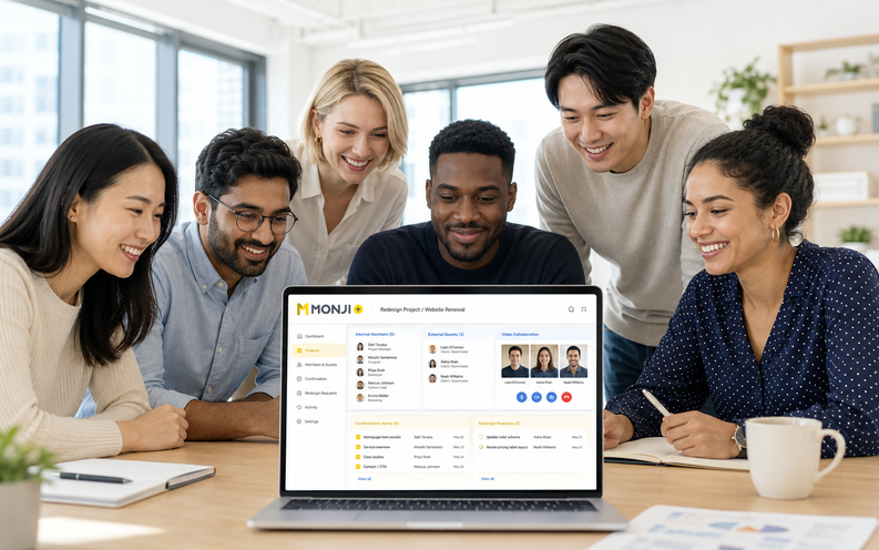 MONJI+: review and feedback organized in one place, with Members and Guests split